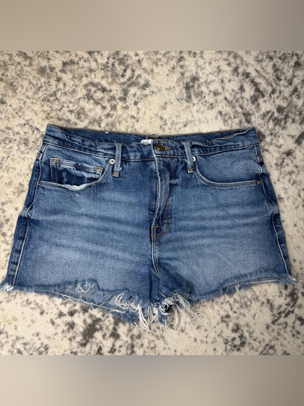 Good American Denim Shorts Size 6 28 Blue Jean Cutoff Raw Hem Distressed